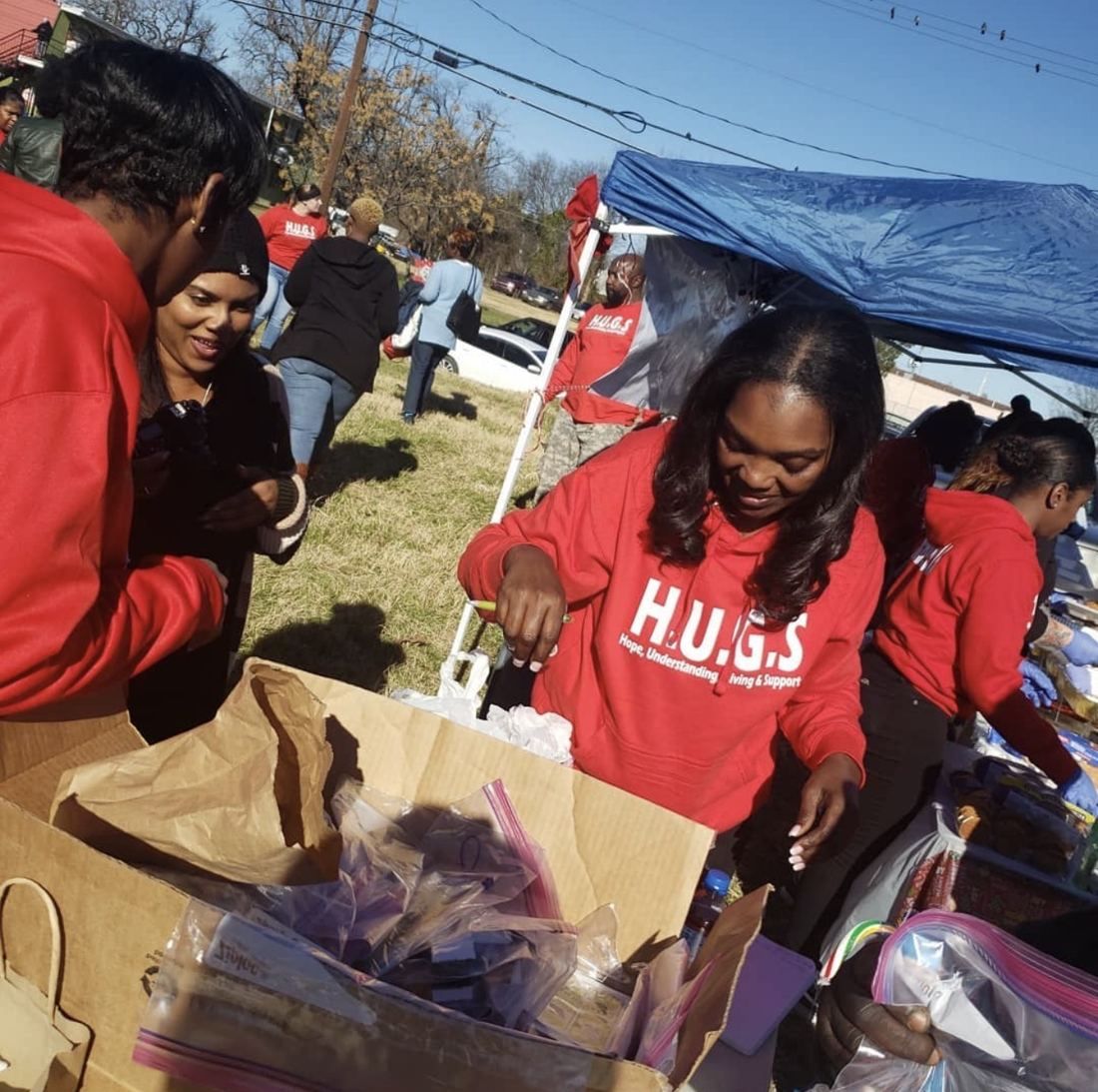 Preparing supplies for community outreach